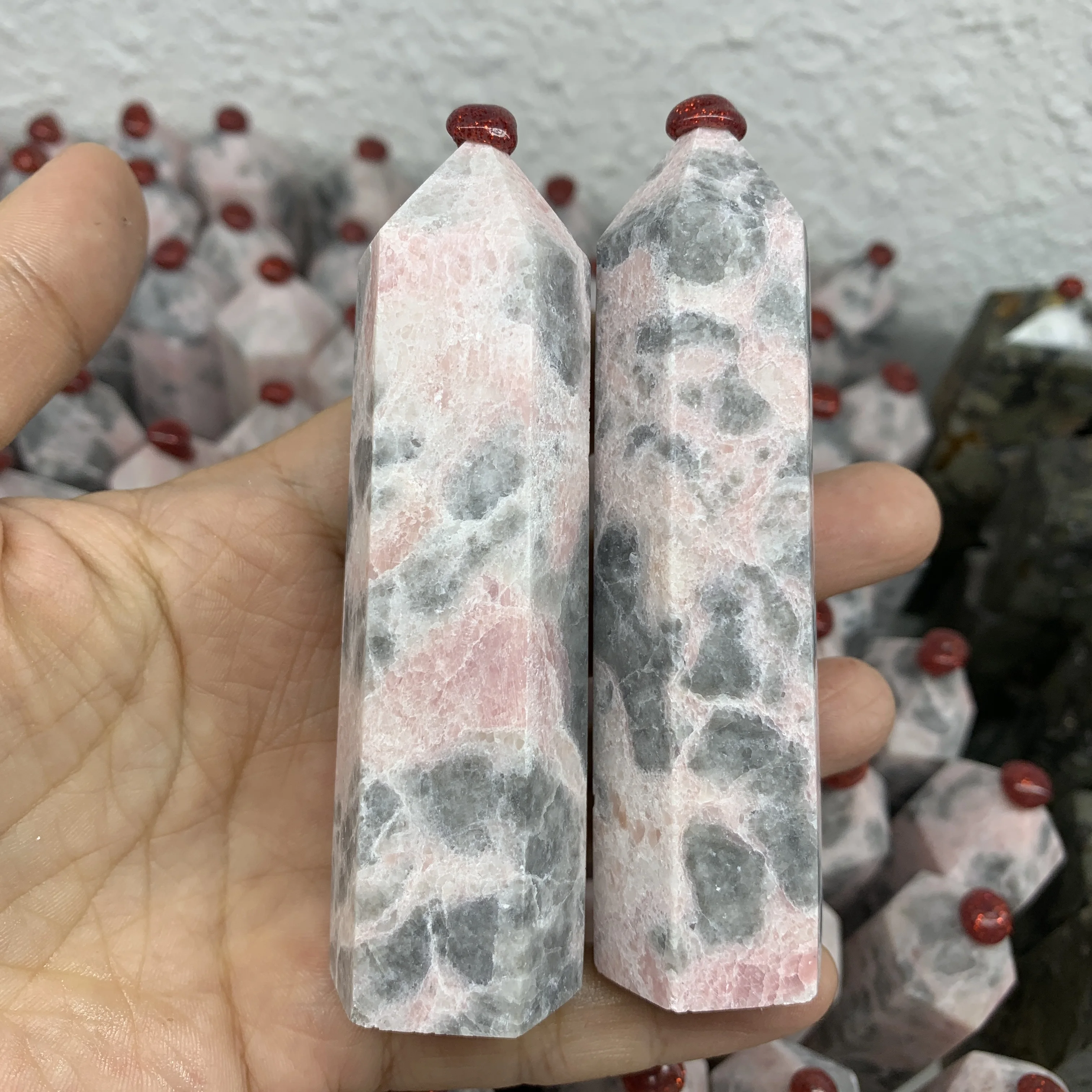 

80-90mm Natural Rouge Jasper Hexagonal Column Crystal Point Mineral Healing Wand
