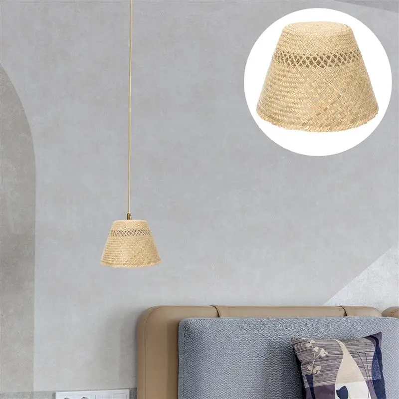

Chandelier Cover Decorative Rustic Style Bamboo Woven Lampshade Ceiling Pendant Light for Cafe Living Room
