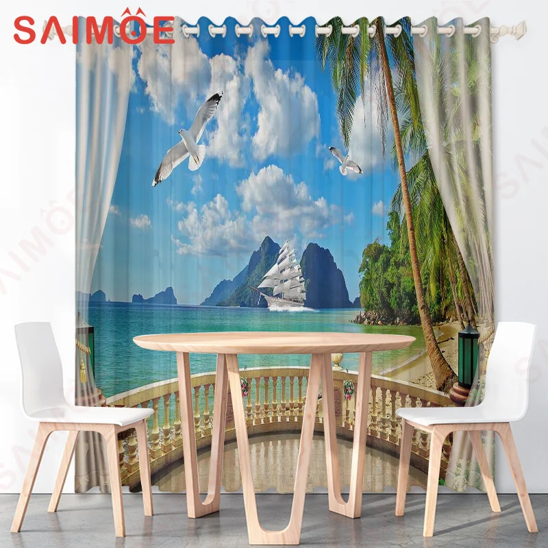 Летние занавески для отпуска с морским миром животными растениями дельфином