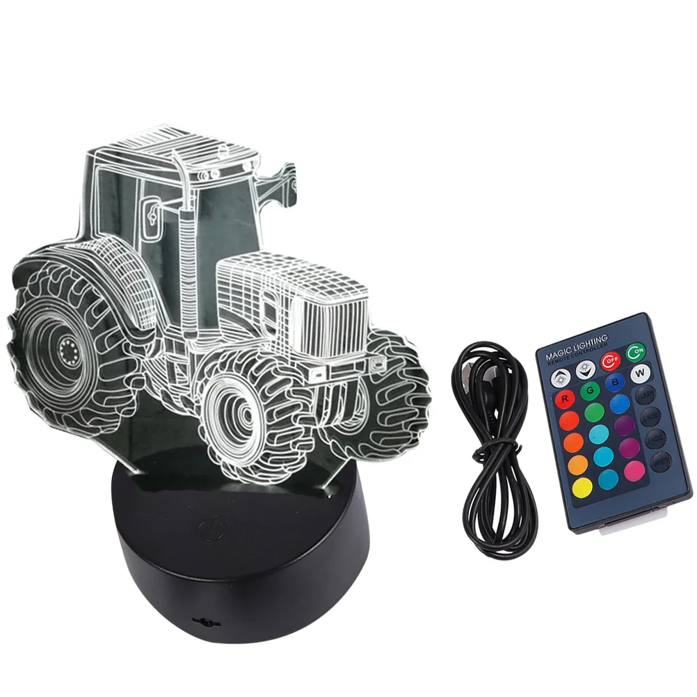 

Светильник в подарок, 3D светильник для трактора, Настольная Ночная иллюзия, прикроватная Светодиодная настольная Рождественская цветная Н...