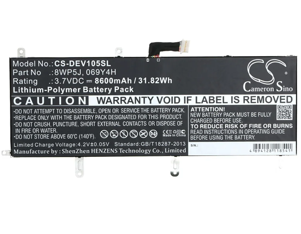

Generic 8600mA Battery for DELL Venue 10 5000,Venue 10 5050 069Y4H, 8WP5J