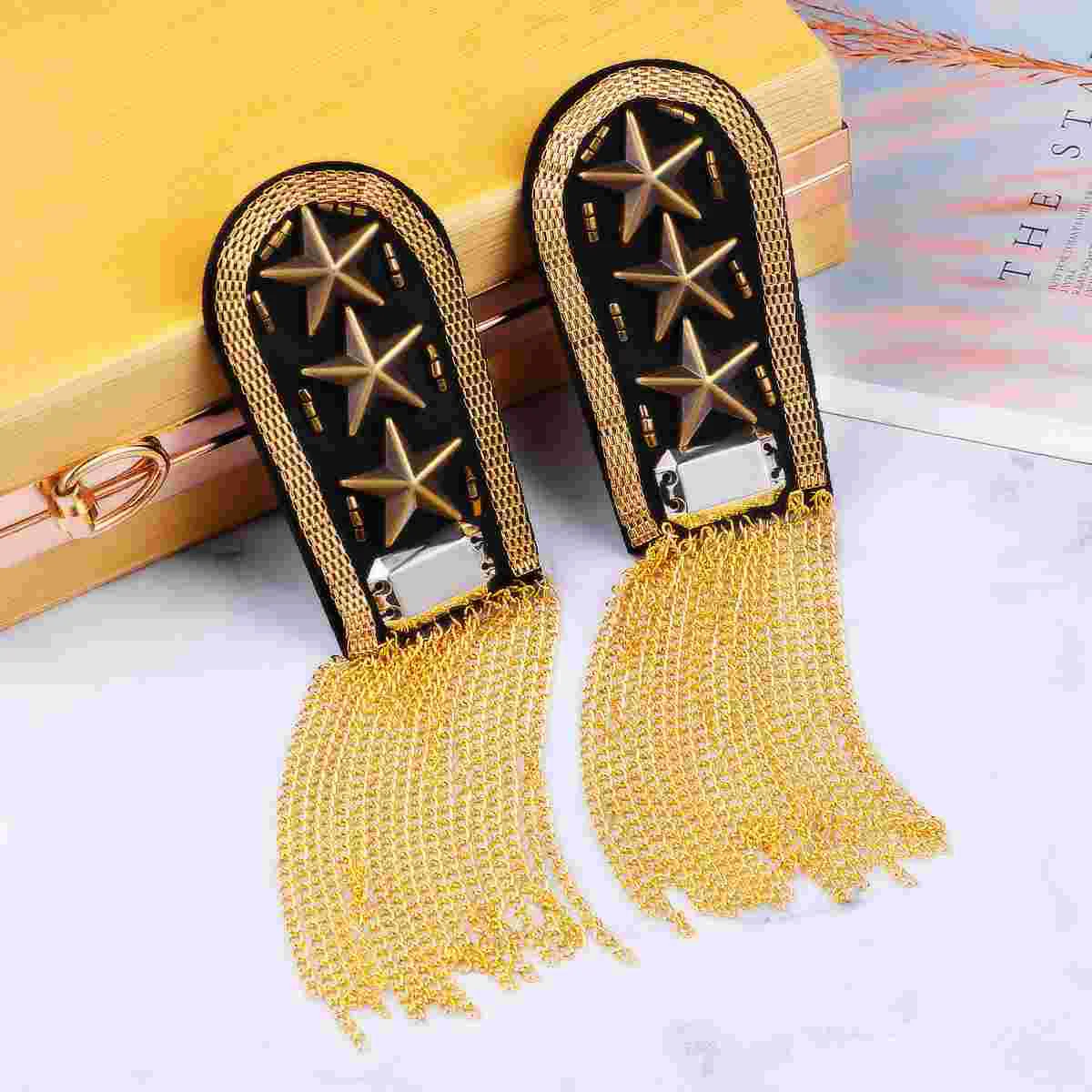 FENICAL 1 пара звеньев цепи эполета наплечники значок (золото) эполет с кисточками