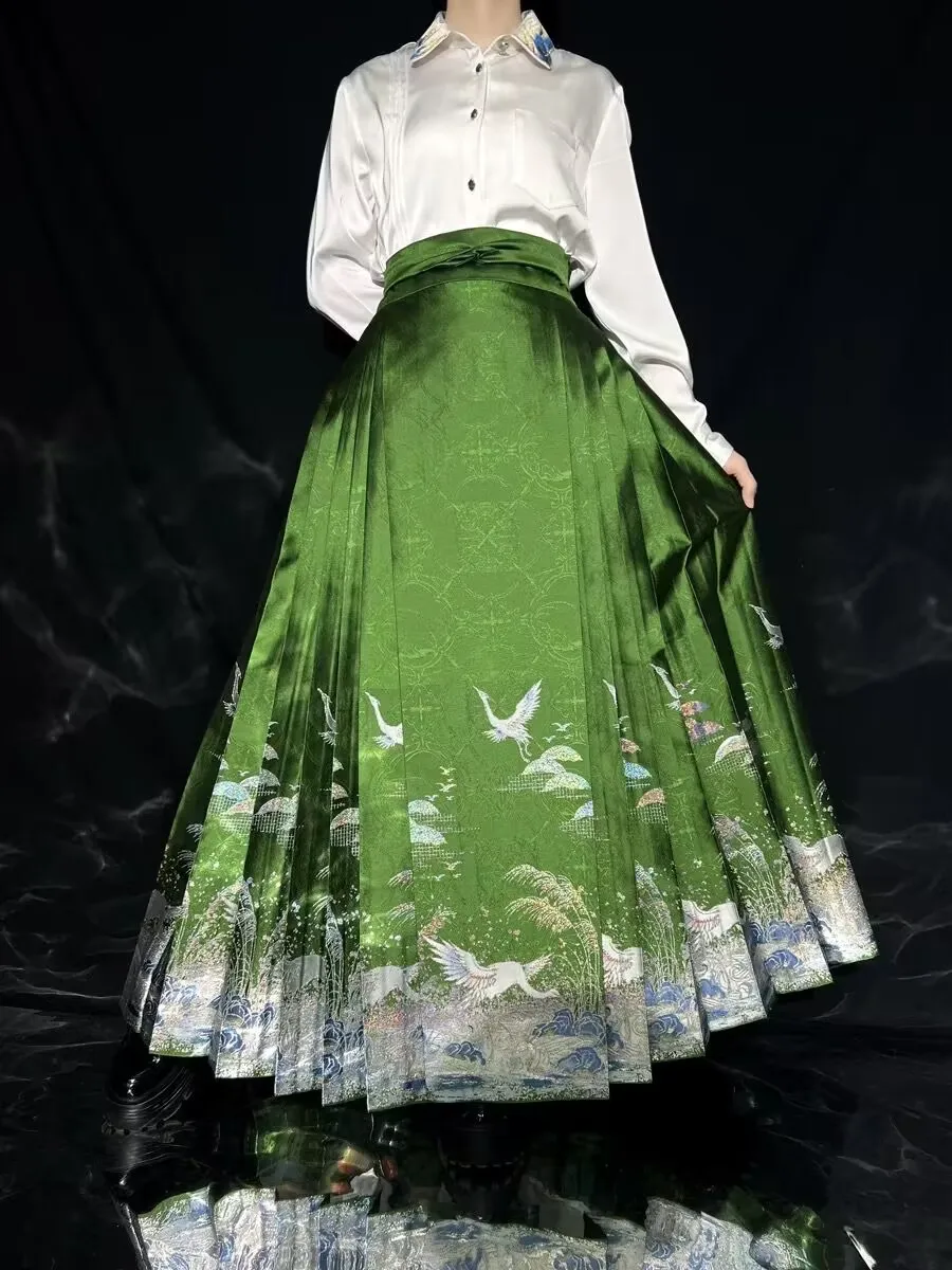 Новогодний костюм Hanfu юбка с конским лицом женская со складками китайский стиль
