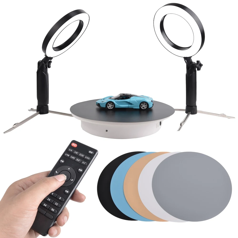 

26cm Photography Electric Rotating Turntable Display Stand For Jewelry Product 3D Scan With PVC & Remote Controller