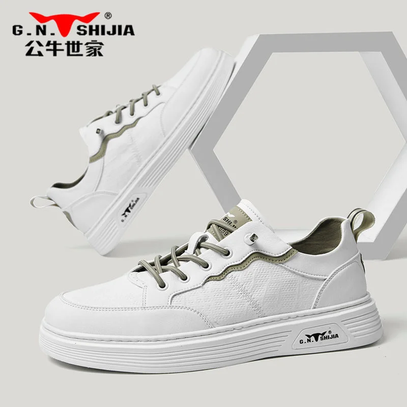 

High quality Bull Aristocratic Family 2023 Autumn New Men's Fashion Versatile Leather Little White Shoes South Korean Footwear C
