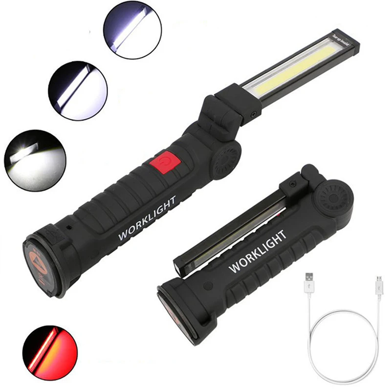 

COB LED Flashlight 5 Modes COB LED Camping Torch USB Charging Multifunctional Folding Work Light Outdoor Tent Inspection Light