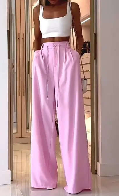 

Повседневный жилет без рукавов и свободные брюки на пуговицах с карманами, Новинка лета 2023, лидер продаж, модная женская одежда