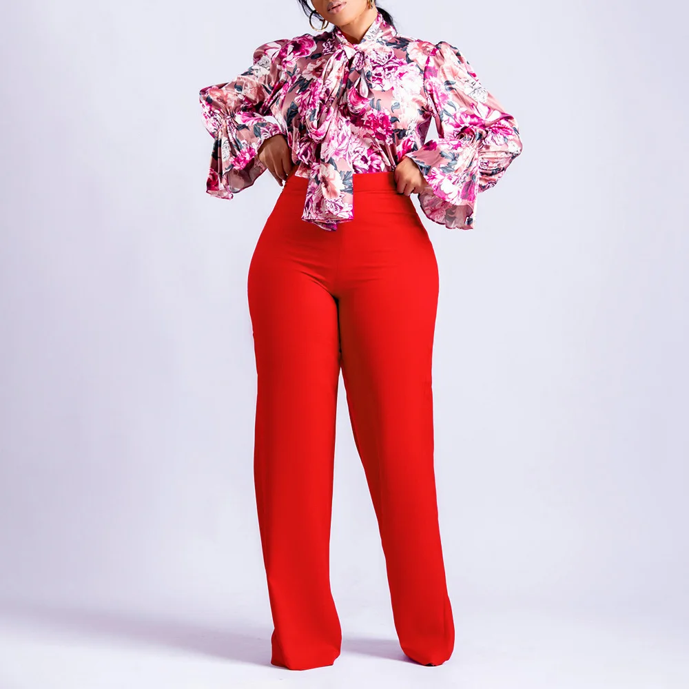 Женская Офисная Блузка Из 2 Предметов С Принтом И Длинными Рукавами Воротник