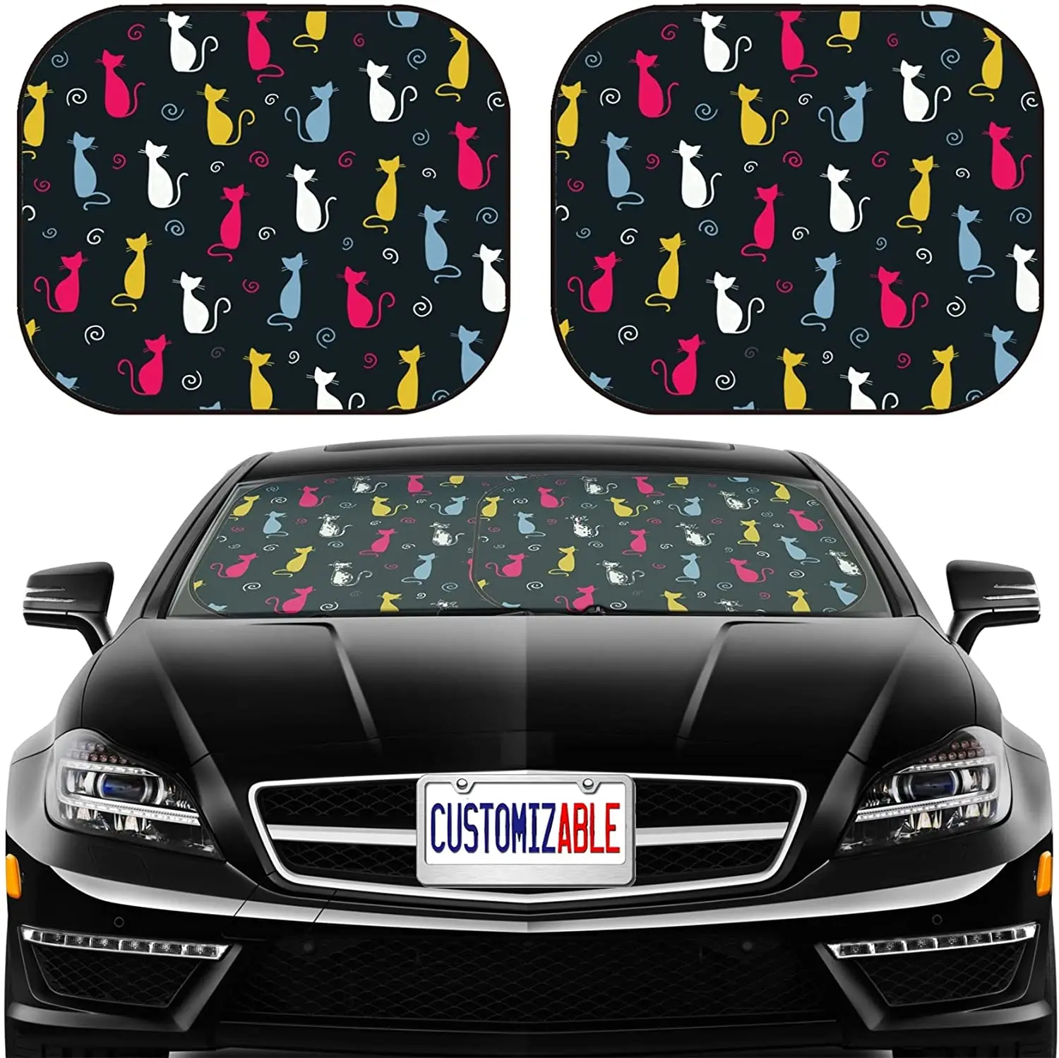 

MSD Car Sun Shade Windshield Sunshade Universal Fit 2 Pack, Block Sun Glare, UV and Heat, Protect Car Interior, Image ID: 147608