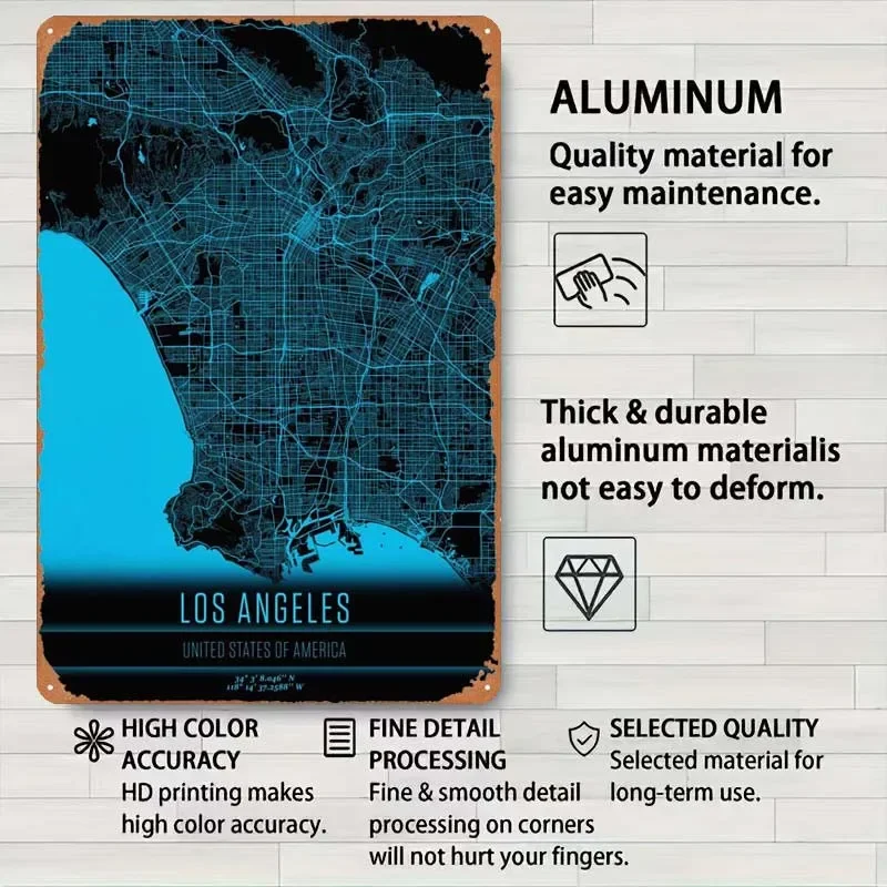 Лос-Анджелес Калифорния жестяная карта знак настенное искусство декор для