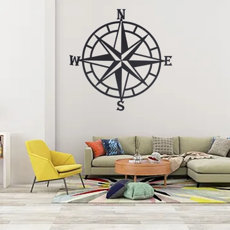 

Metal Decorative Nautical Compass Wall Decor Living Room Office Porch Garden Patio Signs Wall Hanging Beach Theme Decor