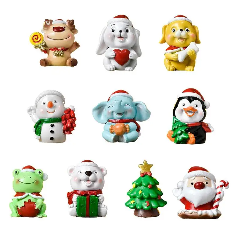 

Christmas Resin Decoration Animal Family Prop Figurines for Interior Creative Tree Snowman Sculptures Gift Home Decorations