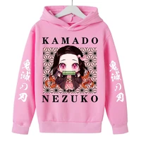 new japanese harajuku anime demon killer childrens hoodie suitable for baby girls aged 4 14 sports long sleeved anime pullover