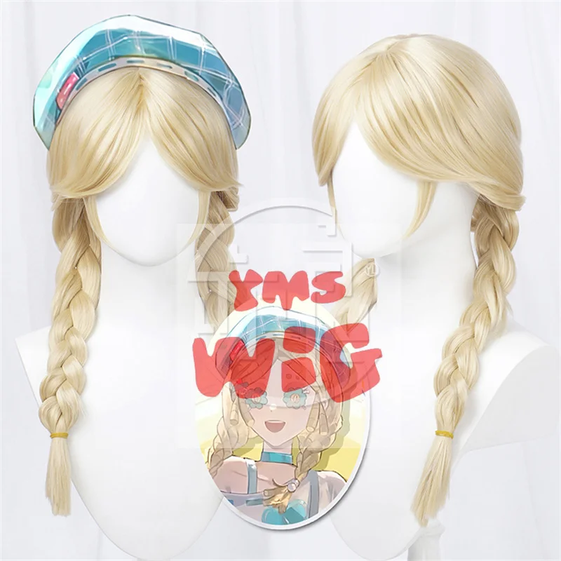 Game Identity V Toy Merchant Anne Lester Косплей Парик Желтый Двойная Коса Волосы Термостойкие