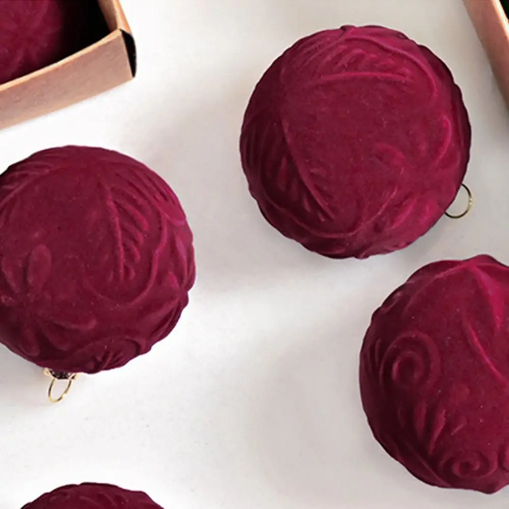 20 шт. 6 см флокированный рождественский шар подвеска небьющиеся бархатные