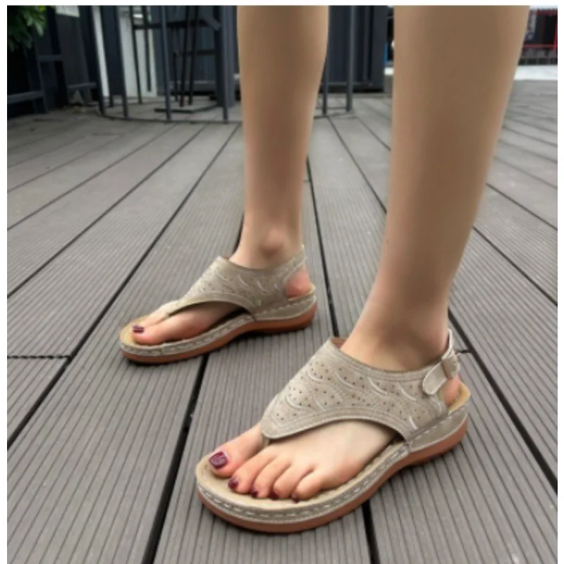 Summer Oxford Women Sandals Flats Slippers Pu Leather Flip Flops Belt Buckle Female Shoes 2023 New Rome Fashion Women Slides