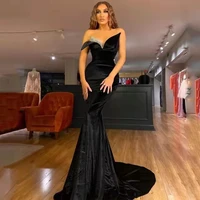 2022 black elegant satin prom dresses saudi arabia dubai party dress mermaid sweetheart evening dress plus size robes de soir%c3%a9e