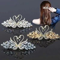 hair clips for women swan design crystal rhinestones french hair barrettes clip ladies fashion ponytail holders barrettes