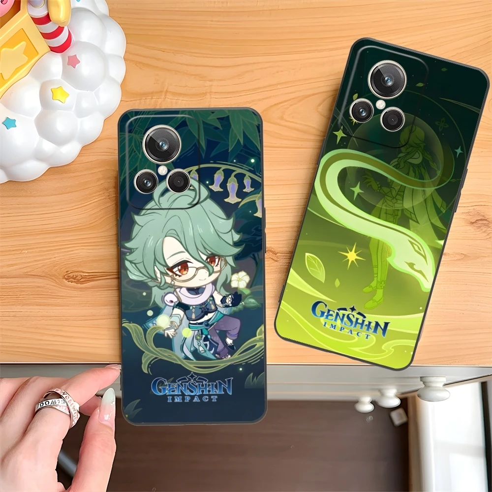 Мягкий черный чехол для телефона Genshin Impact Baizhu Mobile Cell Realme GT 2 9i 8i 7i Pro X50 X2 C35 C21 C20 C11 C3