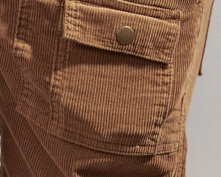 Летние японские Ретро вельветовые шорты с несколькими карманами для