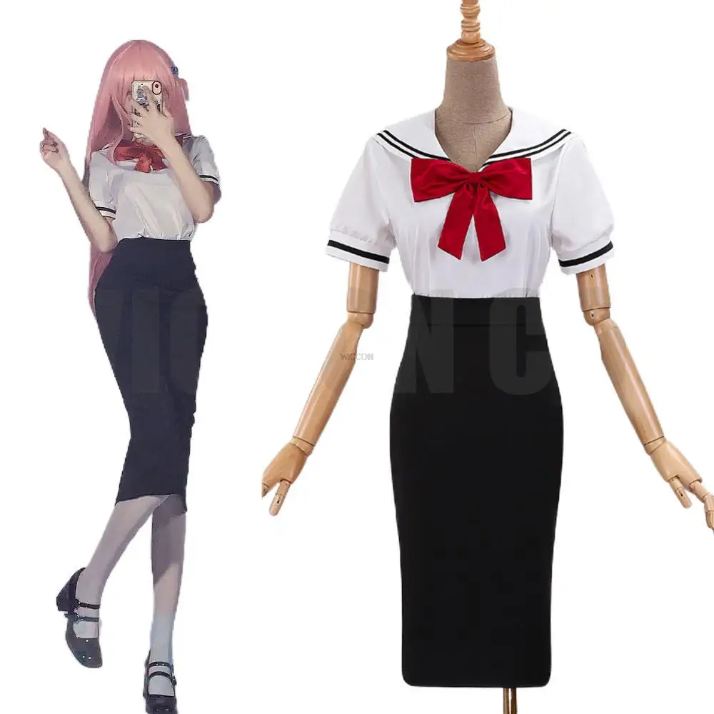 

Gotou Hitori Cosplay Anime Bocchi The Rock! Costume Wig JK Uniform Outfit Dress Hairpins Daily Uniform Costume Casual Wear