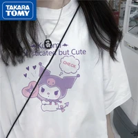 takara tomy hello kitty summer new student cute cartoon printed cotton transparent t shirt sweet loose simple top short sleeve