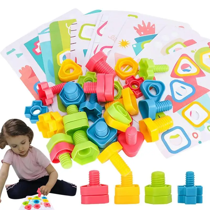 

Nuts And Bolts Toy Shapes And Colors Match Toys Montessori Building Construction Toy Set Fine Motor Skills For Toddlers Baby