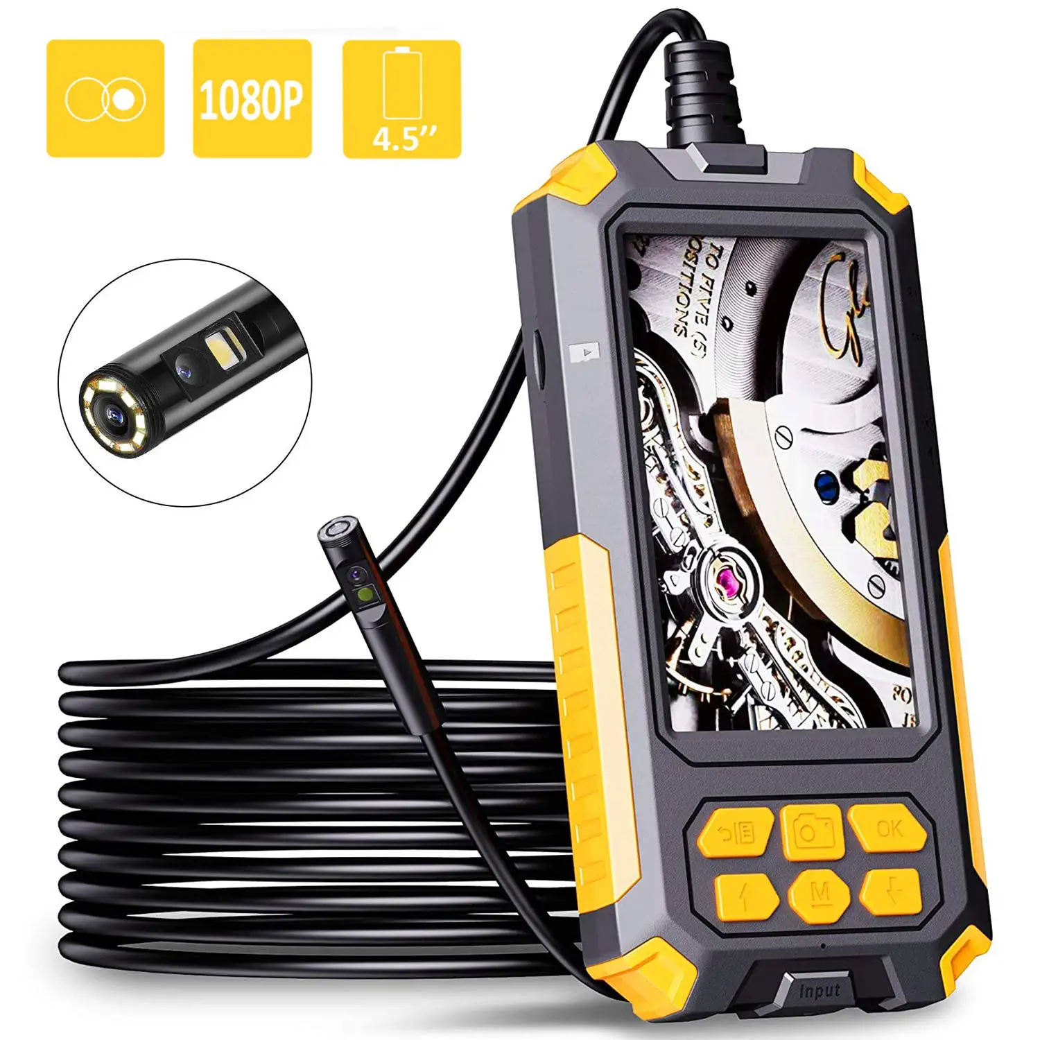 

P50 8mm Dual Lens Industrial Endoscope 1080P Full HD 4.5inch LCD Digital Inspection Camera WIth 9 LED for Home Duct and Pipe