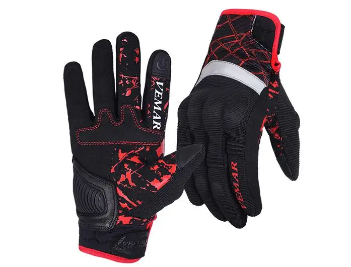 Мужские мотоциклетные перчатки Vemar красные защитные для сенсорных экранов