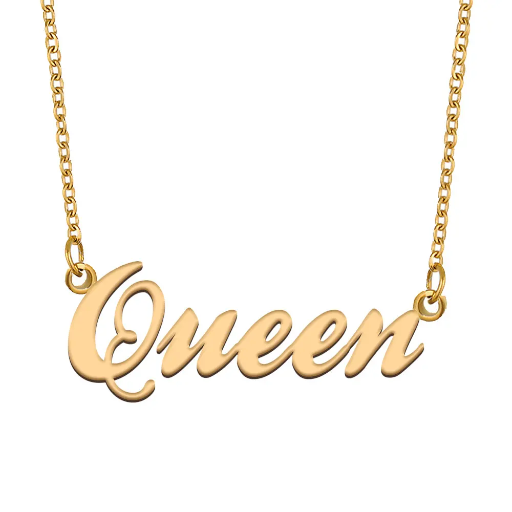 

Queen Name Necklace for Women Stainless Steel Jewelry Gold Plated Nameplate Chain Pendant Femme Mothers Girlfriend Gift