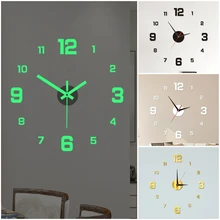 Wall Clock Glow at Night Frameless DIY Stereo Digital Clock for Home Living Room Office Wall Decroation