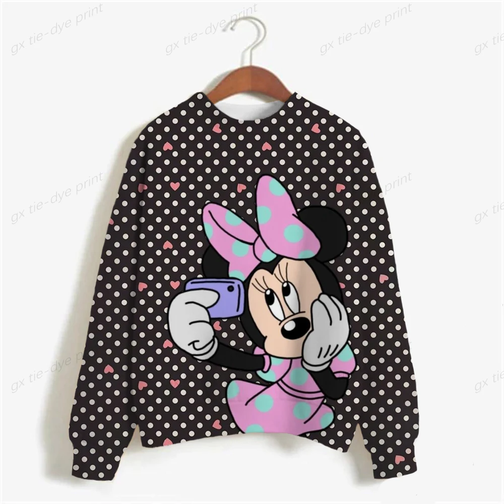 

Толстовка Женская в стиле Харадзюку, базовый Свободный пуловер с длинным рукавом и капюшоном, модный спортивный пуловер с принтом Минни и Микки-Маус