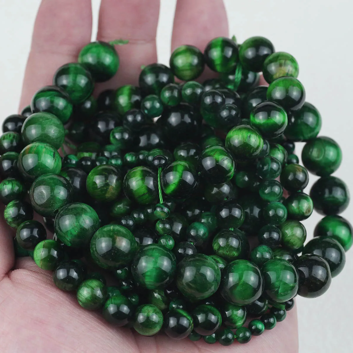 Натуральный камень зеленый тигровый глаз Гладкий Круглый разделитель свободный