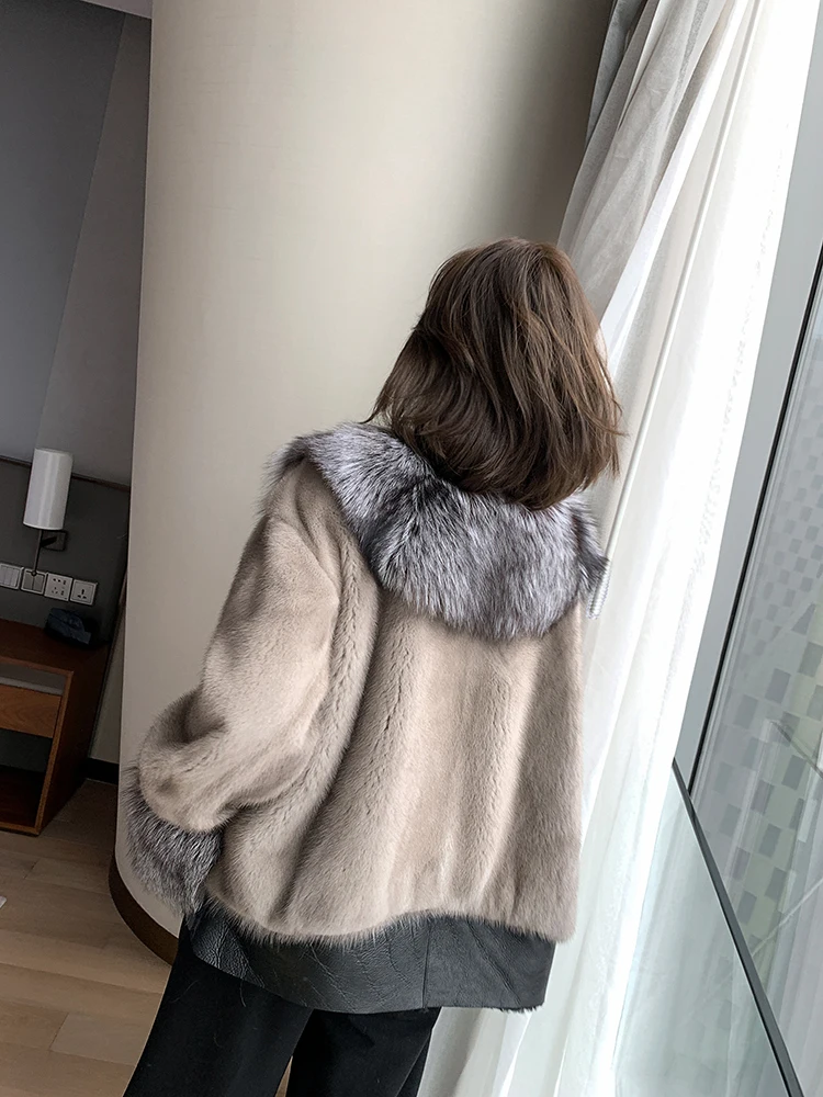 New 2022 Winer Real Fox Fur Jacket Women Fashion Warm Female Short Real Mink Fur Coat 100% Natural Importe Mink Fur Coats