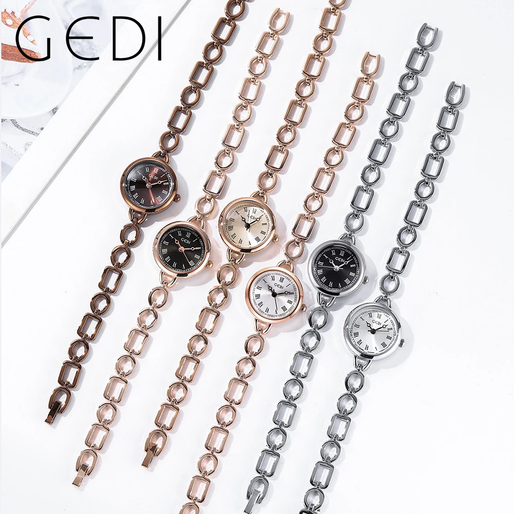 GEDI Fashion 23mm Ultra-thin Women Bracelet Watches Waterproof Roman Dial Female Watch Casual Ladies Quartz Clock Gift for Girls