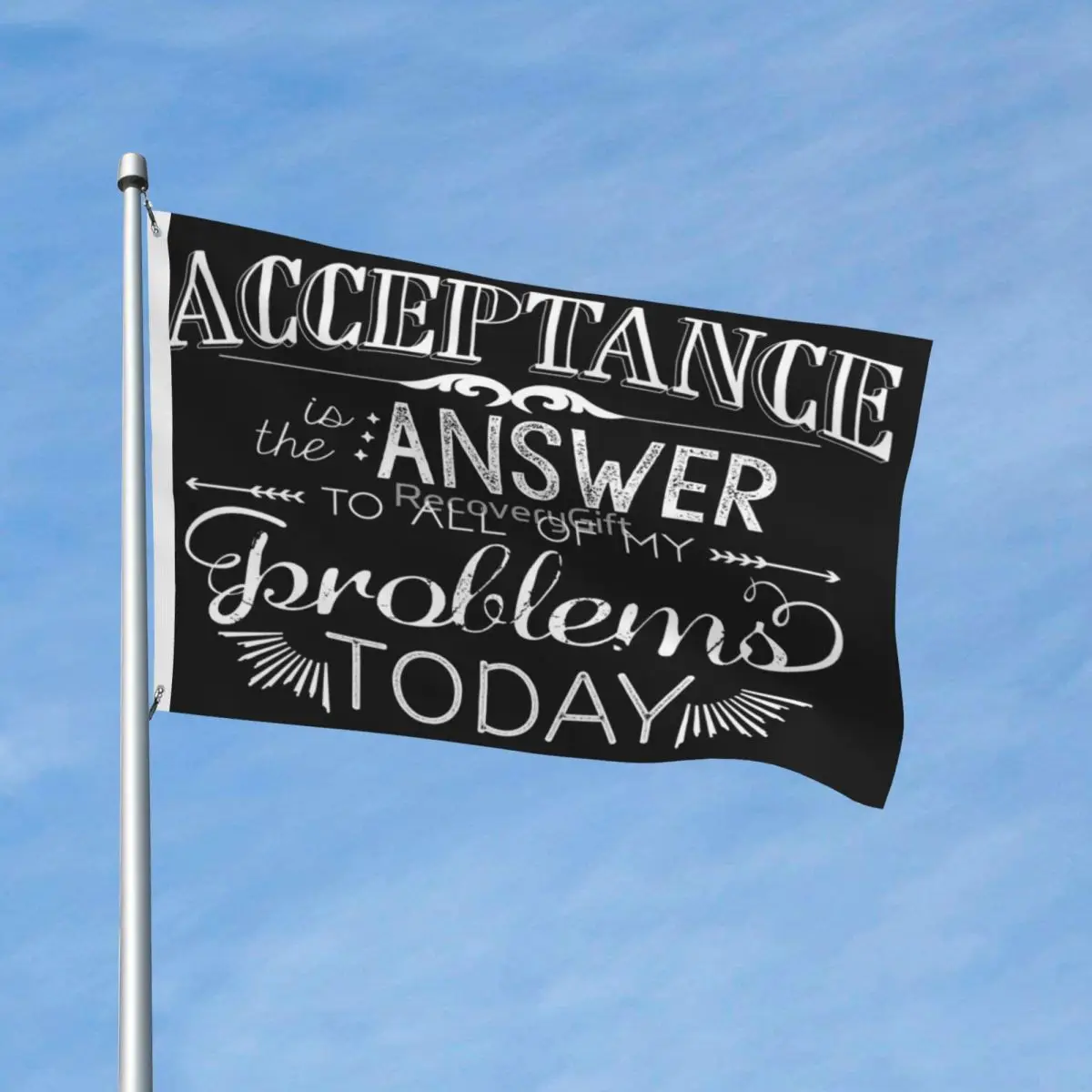 

Acceptance Is The Answer - Chalk Typography Flag Decor Modern With Metal Grommets Fade Resistant Lightweight Delicate