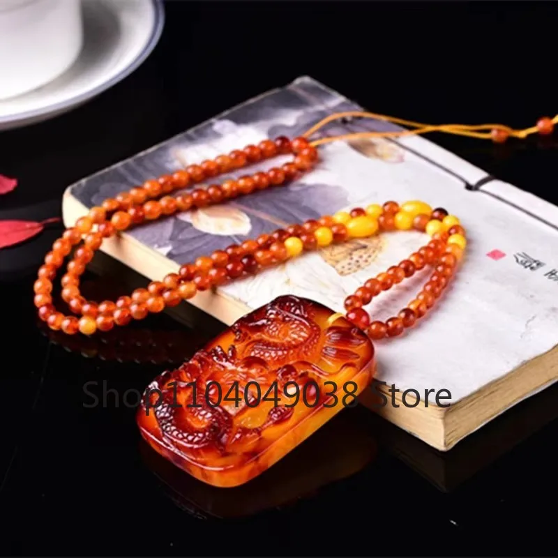 Ожерелье из натурального янтарного куриного масла изысканное модное колье с