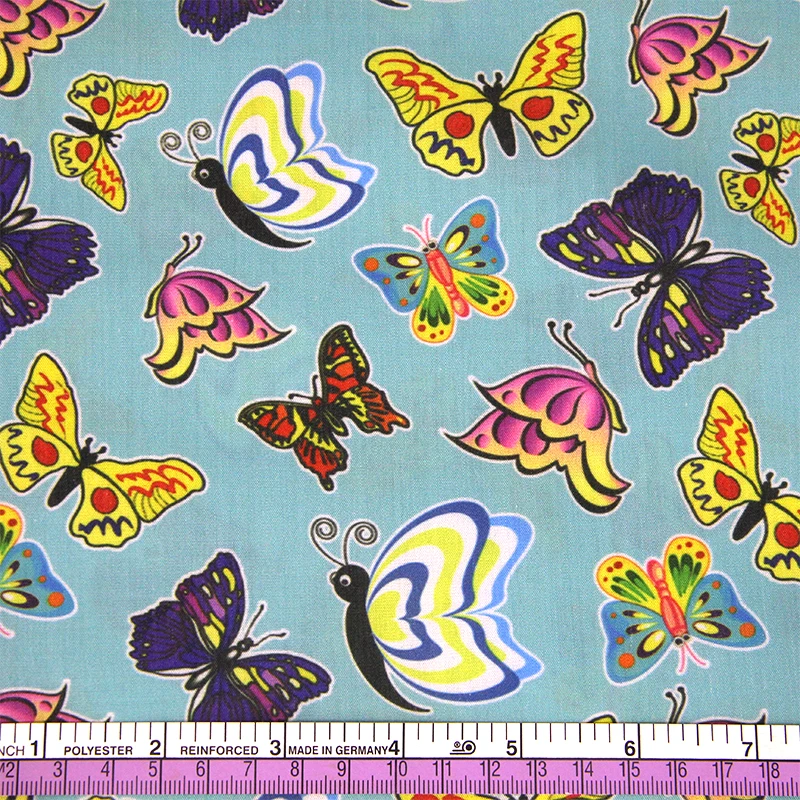 Полиэстер-хлопок/чистый хлопок/стрейч/ткань для купальников Весенний бабочка для детских тканей домашнего текстиля, шитья кукол, 50*145 см.