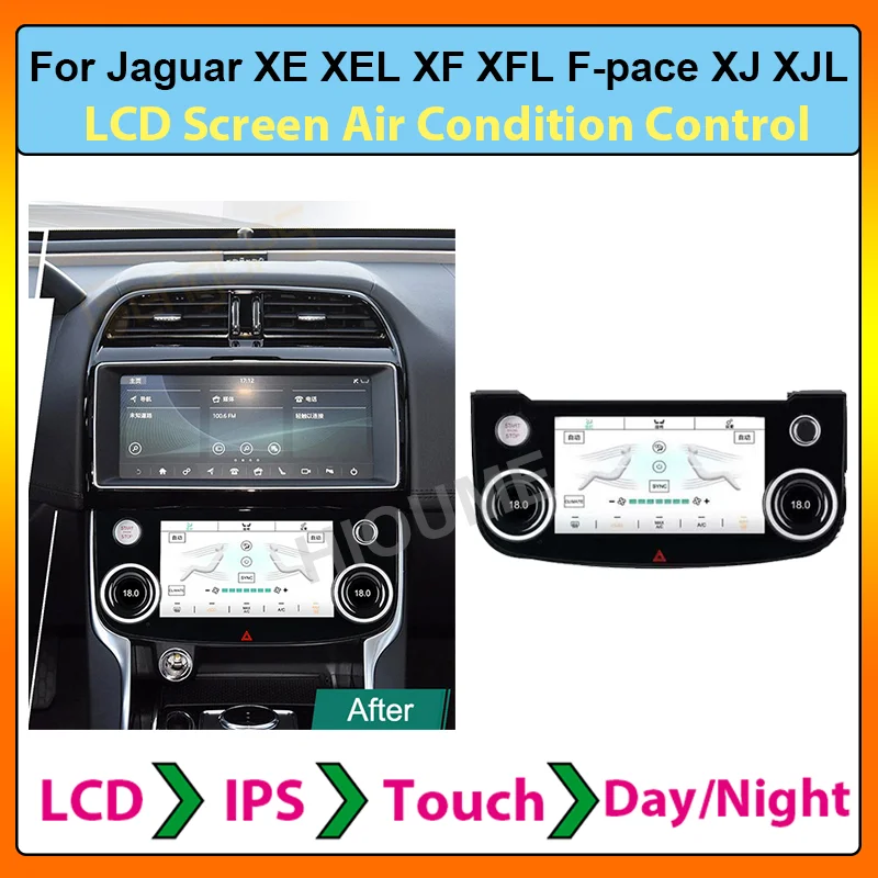 

LCD Climate Control Screen AC Panel For Jaguar XE/XEL/XF/XFL/XJ/XJL/XJR/F-Pace Air Conditioning Temperature Control Knobs