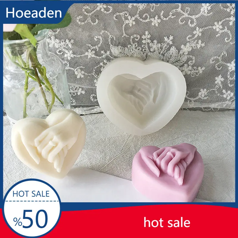 

DIY Heart-shaped Soap Mold Chocolate Mold Handmade Soap Making Mold 3d Heart-shaped Hand In Hand Handmade Silicone Soap Mold