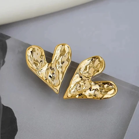 Винтажные серьги в форме сердца золотого цвета с металлическим дизайном, корейские ювелирные изделия, необычные аксессуары для женщин, вечерние ювелирные изделия, подарки