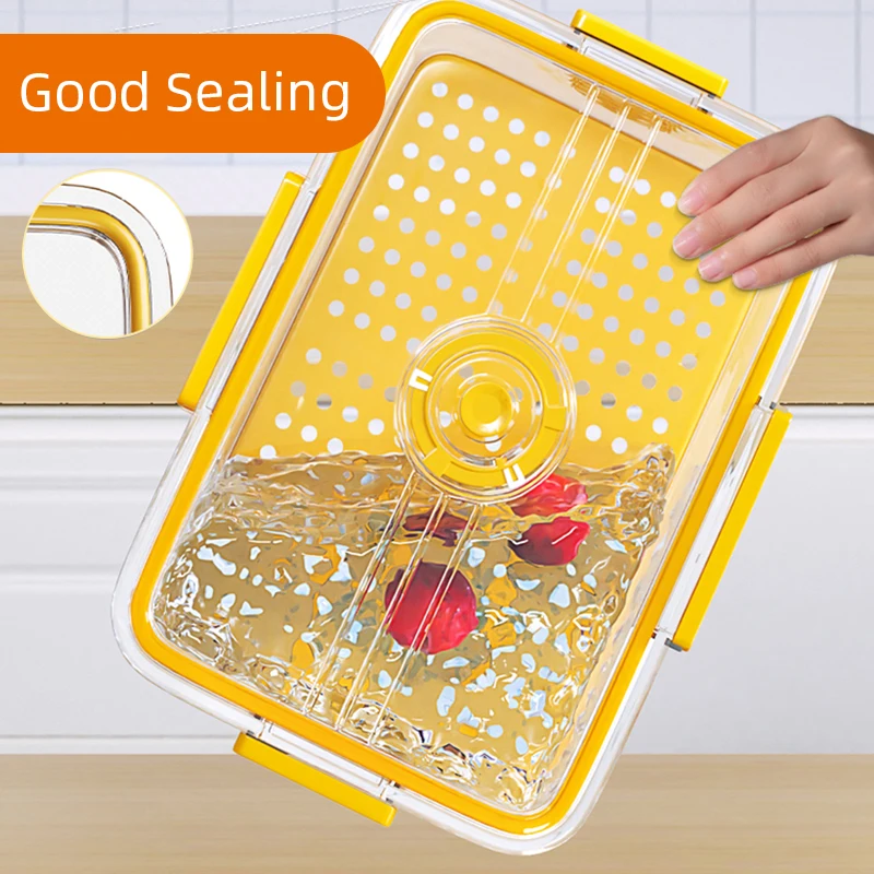 Kitchen Storage Food organizer Container PET Seal Stable Cans For Fridge High-capacity Fresh Eggs Vegetable Fruit Storage Box