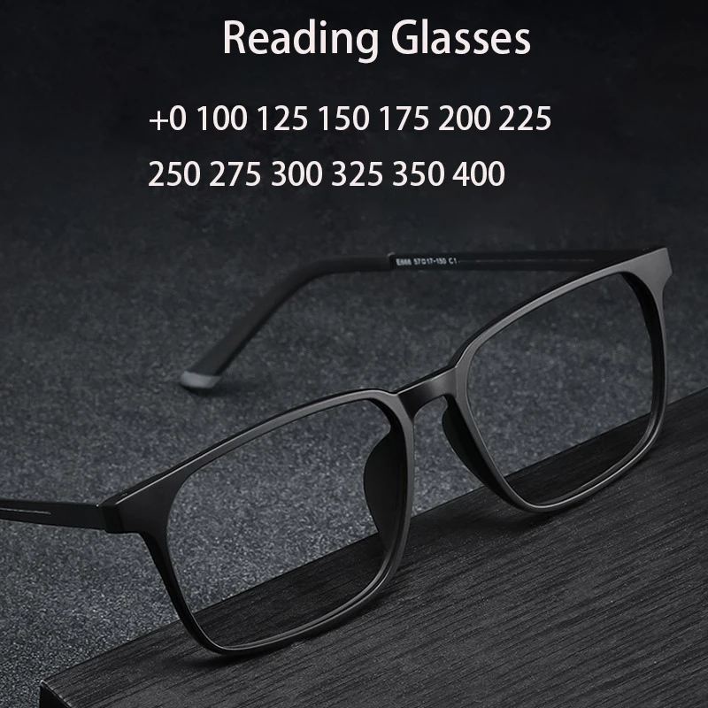 

Cubojue Reading Glasses Male Women +125 175 150 100 200 225 250 300 Ultralight Spectacles Eyeglasses Frame for Grade Lens