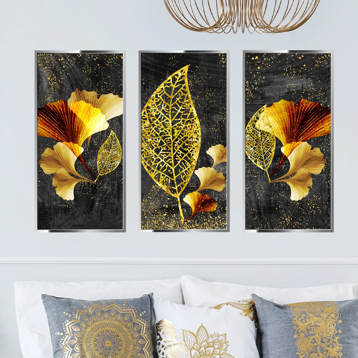 

Черно-Золотая картина с благородным ощущением, живой декор, новое современное украшение для дома, креативные декоративные наклейки, обои