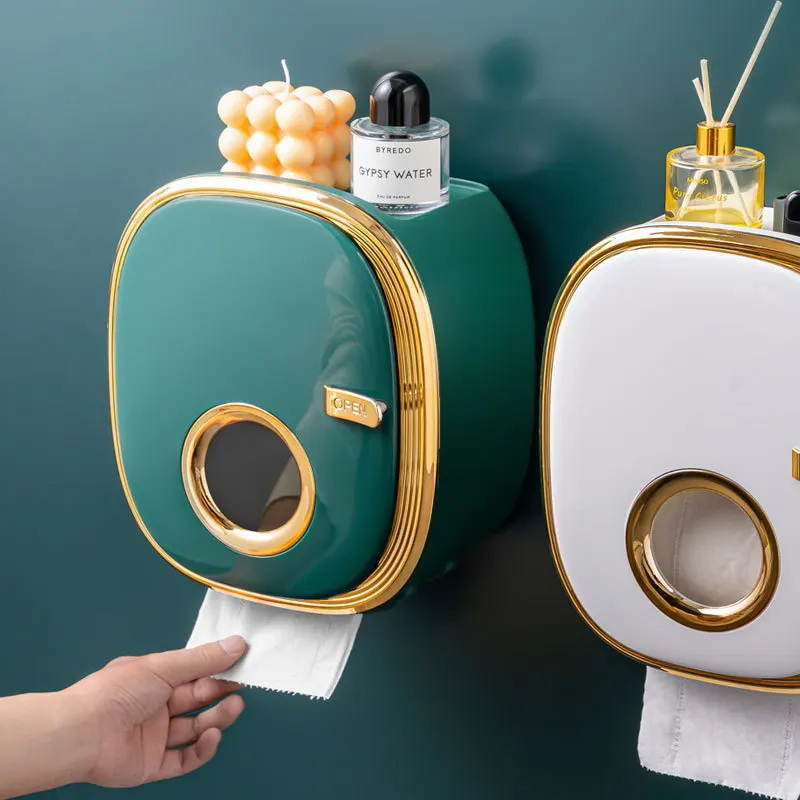 

Настенный держатель для туалетной бумаги, двойная полка белого и золотого цвета для кухни, аксессуары для ванной комнаты