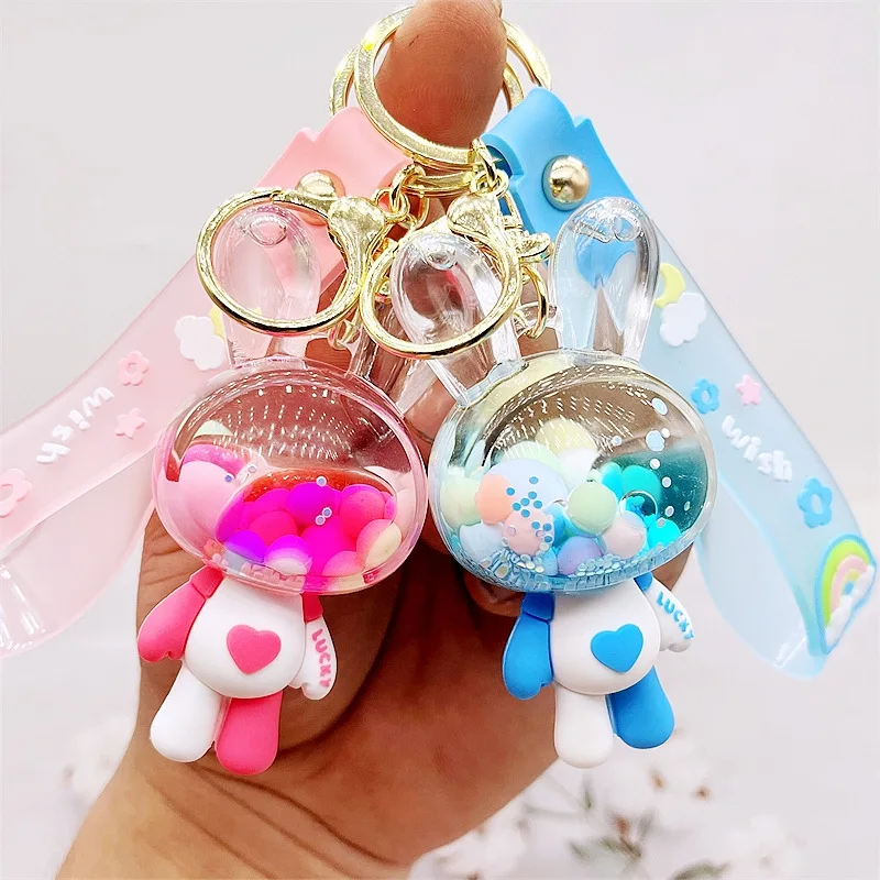 

New Love Rabbit Oil Keychain Exquisite Cute Floating Pendant Student Schoolbag Accessories Small Gift Wholese