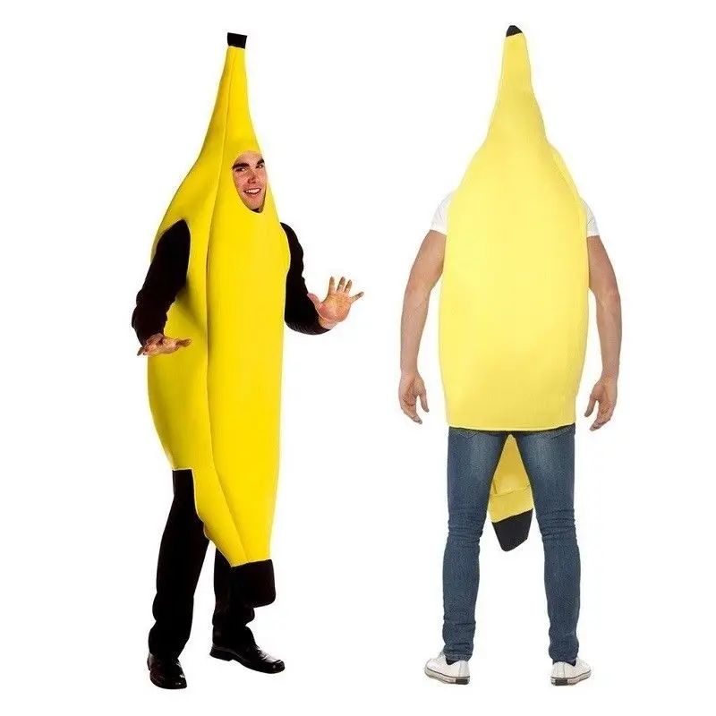 Adult Unisex Funny Banana Suit Yellow Costume Light Halloween Fruit Fancy Party Festival Dance Dress Cosplay Banana Costume