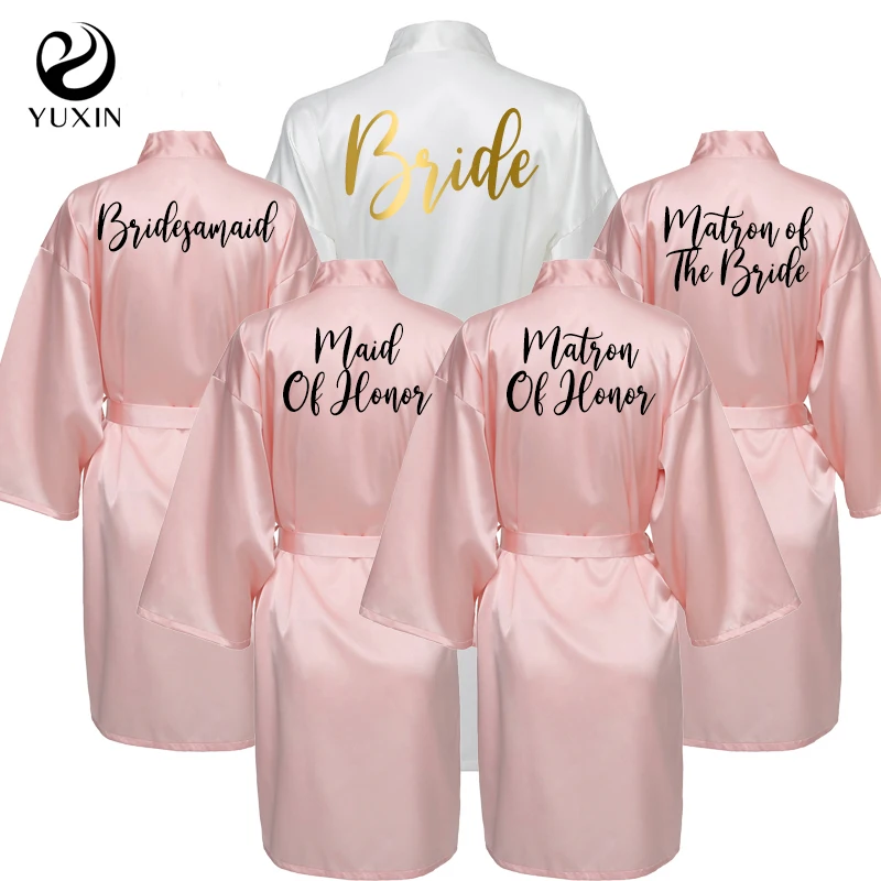 

Custom Faux Silk Robes Bridal Robes Blush Personalized Robes Shiny Satin Robe Bridesmaid Robe Bride Maid Dress White Bride Robe