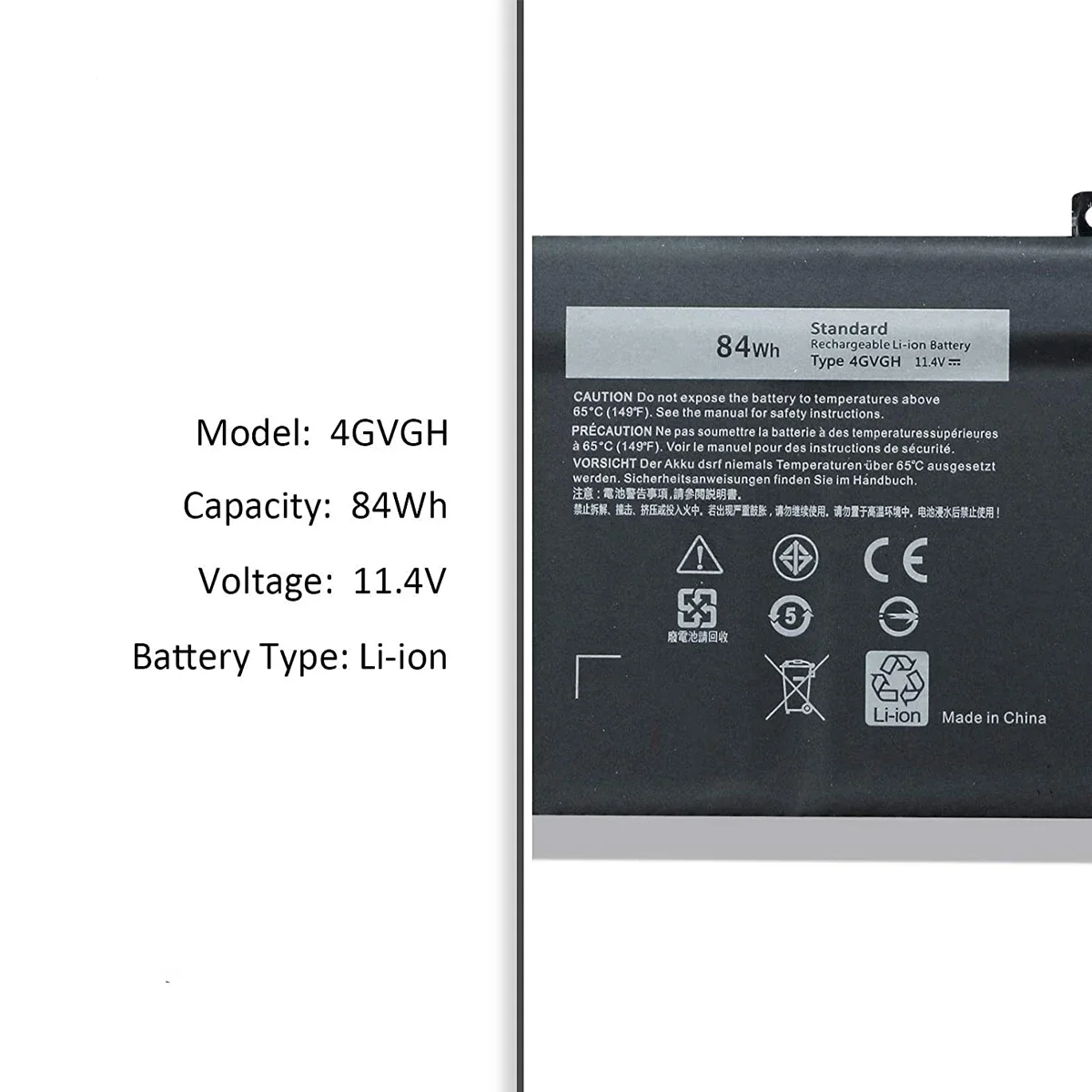 Новый аккумулятор для ноутбука 4GVGH RRCGW DELL Precision 5510 XPS 15 9550 Series 1P6KD T453X 11 4 V 84WH