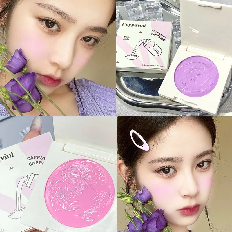 

Multifunctional Makeup Cream Blush & Eyeshadow Face Blusher Purple Pink Rouge Contouring Makeup Long Lasting Easy To Color Blush